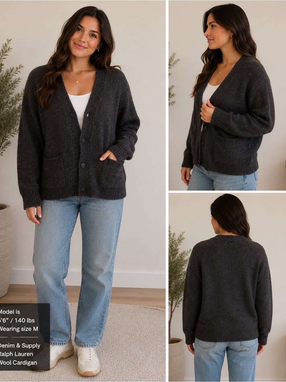 Denim & Supply Ralph Lauren Italian Yarn Wool Blend Button Front Cardigan M